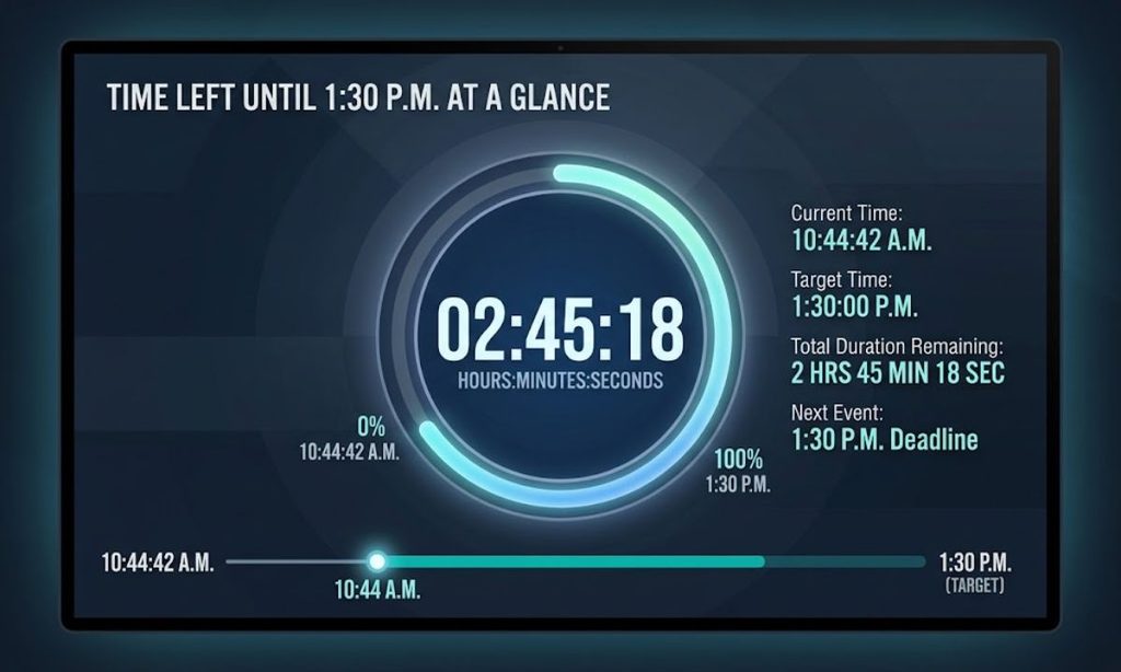 Time Left Until 130 P.M. at a Glance